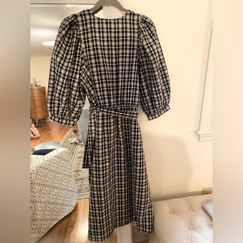 A New Day Black & White Midi Faux Wrap Tie-Waist Dress - Picture 3 of 3
